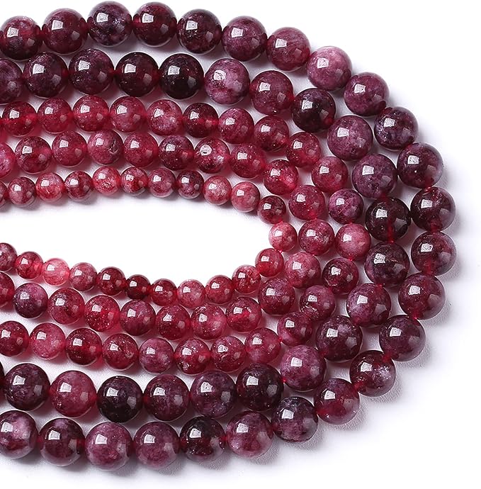 60pcs 6mm Natural Garnet Jade Gemstone Round Loose Spacer Beads - Image 3