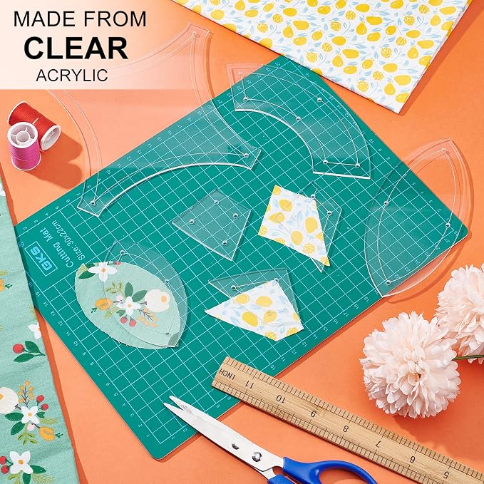BENECREAT 7 Shapes Double Wedding Ring Acrylic Quilting Template, Transparent - Image 6