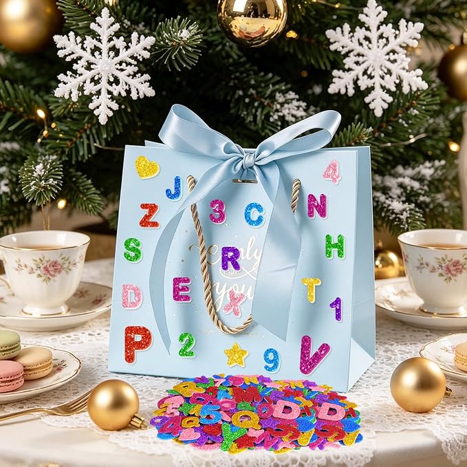 616PCS Glitter Foam Letter Stickers, Colorful Alphabet Number Stickers - Image 6