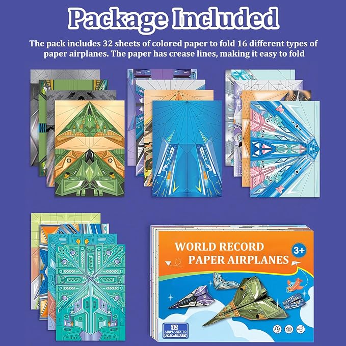 Xuoent Paper Airplane Kit, Kids Origami Kit, World Classic Paper Planes - Image 5