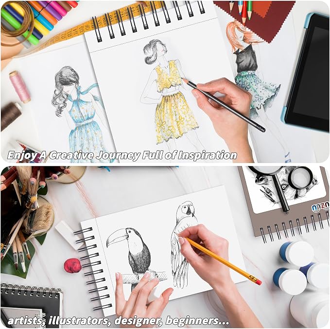 20 Pcs Sketch Books Bulk 5.5 x 8.5 In 800 Sheets Top Spiral Bound Sketch Pad - Image 6