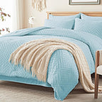Zzlpp King Comforter Set 7 Pieces, Light Blue Tufted Bed in a Bag - Image 2