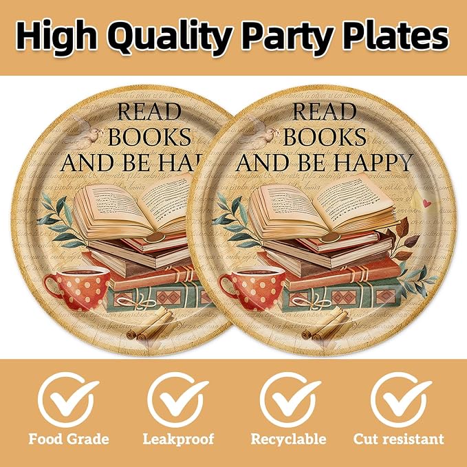 40Pcs Book Party Decorations Vintage Storybook Club Birthday Plates and Napkins - Image 3