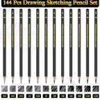 Humyoun 144 Pcs Drawing Sketching Pencil Set Professional Graphite Charcoal - Image 3