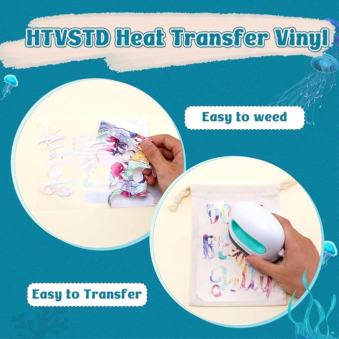 HTVSTD Glow in The Dark Jellyfish Heat Transfer Vinyl 6pcs 12×10in | Luminous - Image 3