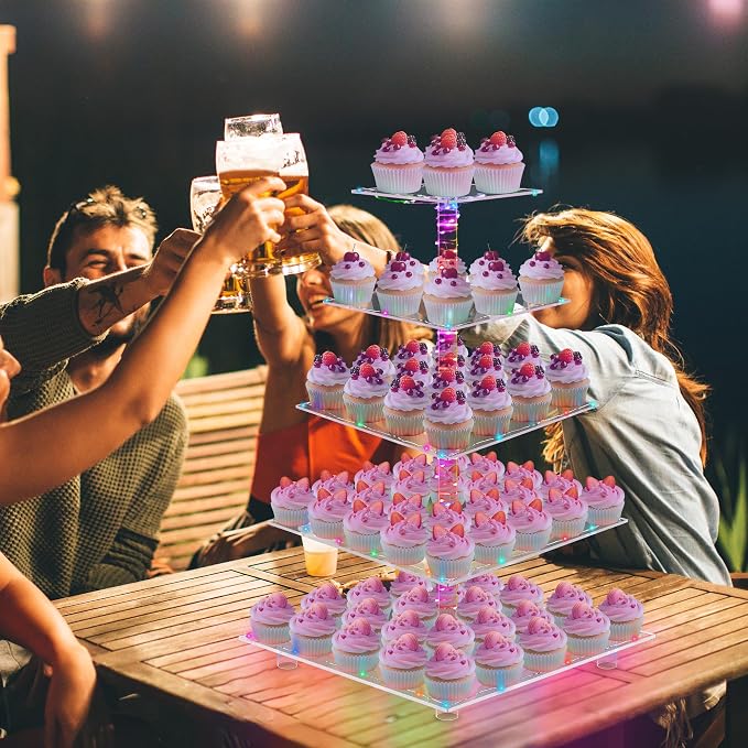 YestBuy Cupcake Stand – 5 Tier Premium Cupcake Holder – Acrylic Cupcake Tower - Image 3
