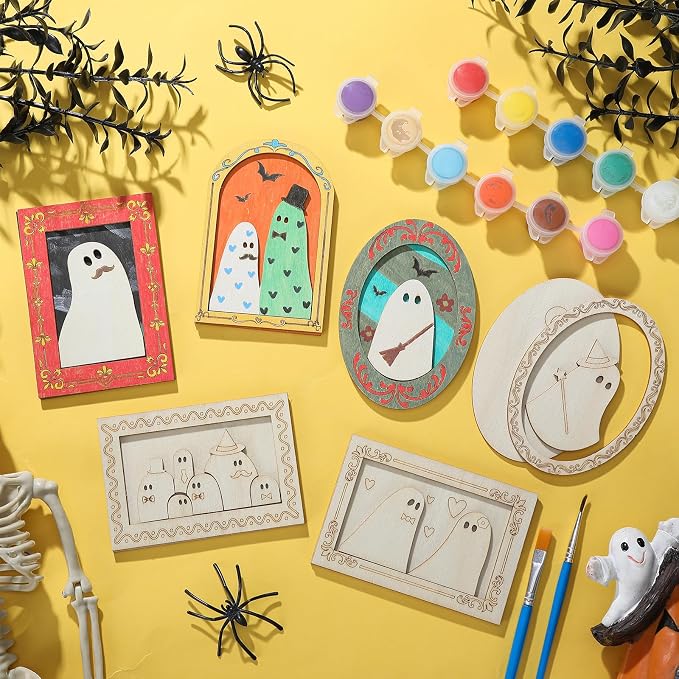 Simgoing 12 Set Wood Ghost DIY Frames Decorating Craft - Image 4