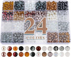 XSEINO About 1200PCS 6mm Glass Beads Bracelet Making Kit, 24 Assorted Black and by XSEINOiscreating%EF%BC%81
