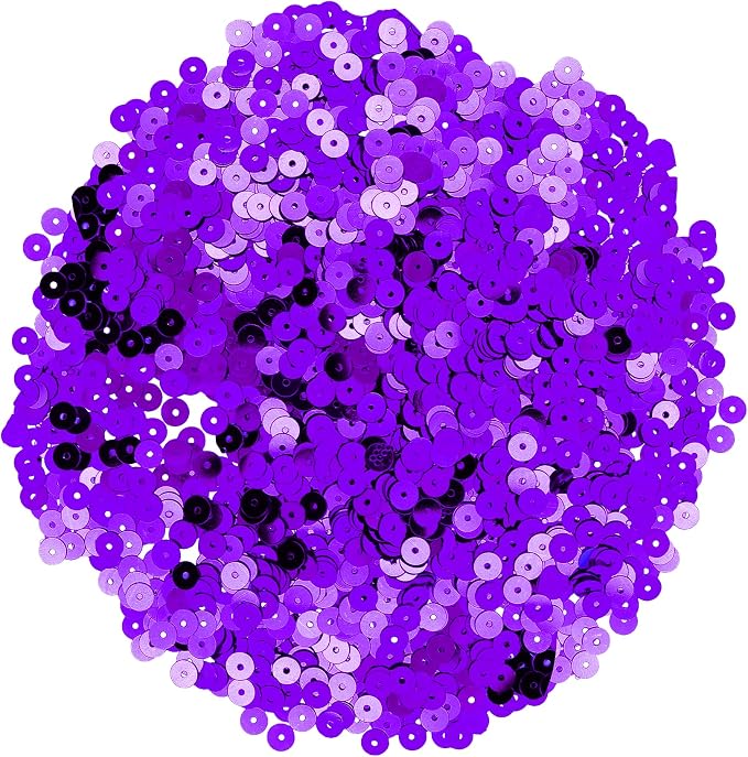 Mandala Crafts 6mm Flat Round Purple Sequins - Image 2