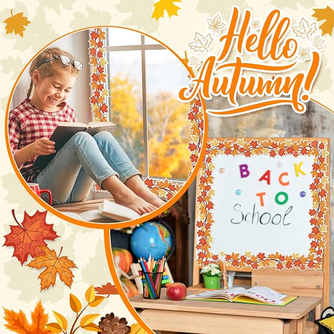 FYSUIMU 65.6 Ft Fall Thanksgiving Bulletin Board Borders Maple Leaves Vine Die - Image 7
