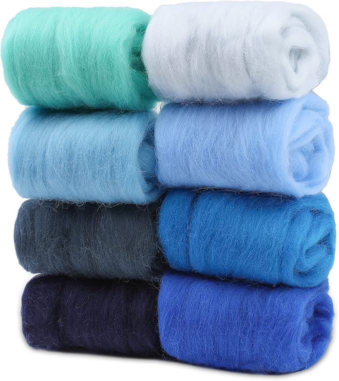 Wonvoc Needle Felting Wool 80 g, 8 Colors Nature Wool Roving by wonvoc