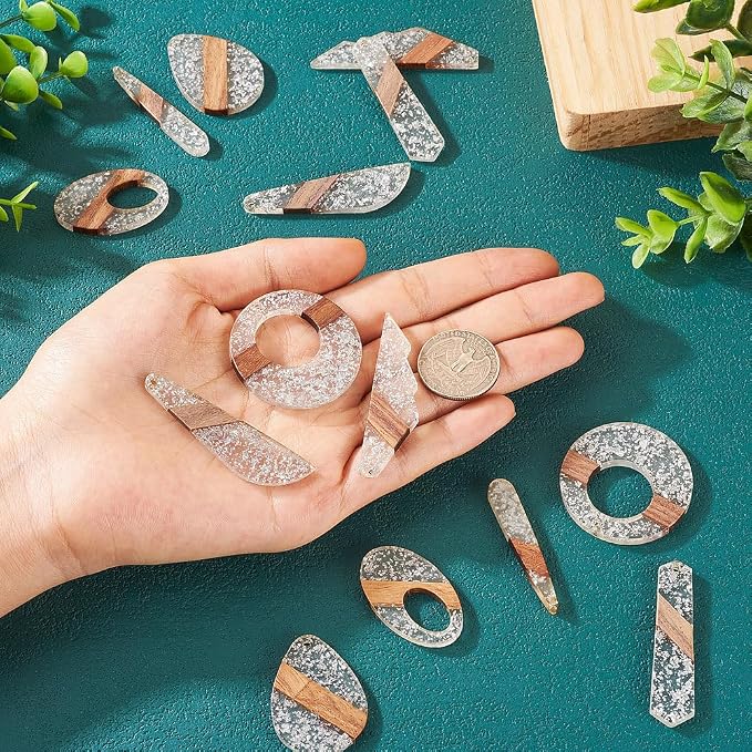 FASHEWELRY 14Pcs Resin Wood Earring Charms - Image 6
