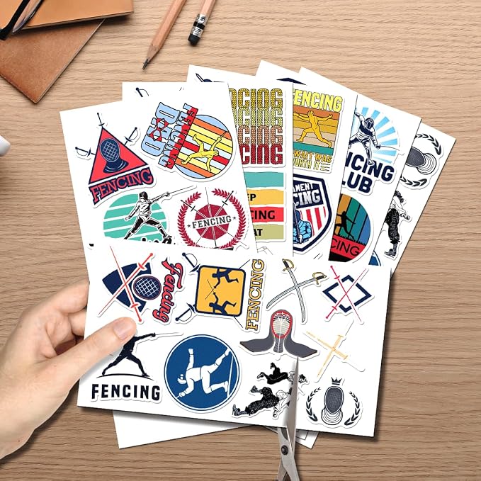 Fencing Sports Themed Stickers Pack Vinyl 50pcs - Image 2