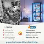 Dystler Display Cabinet with RGB LED Lights & Glass Doors, Flexible Storage - Image 7