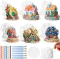Thyle 6 Set 5 Inch Ceramics Fairy House to Paint Ocean Fairy Garden House Craft by Thyle