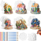 Thyle 6 Set 5 Inch Ceramics Fairy House to Paint Ocean Fairy Garden House Craft by Thyle