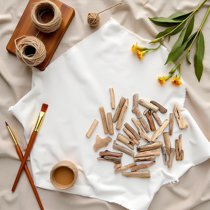 20 Pcs Natural Driftwood Pieces Branch Slices Craft Sticks Beach Decor - Image 5