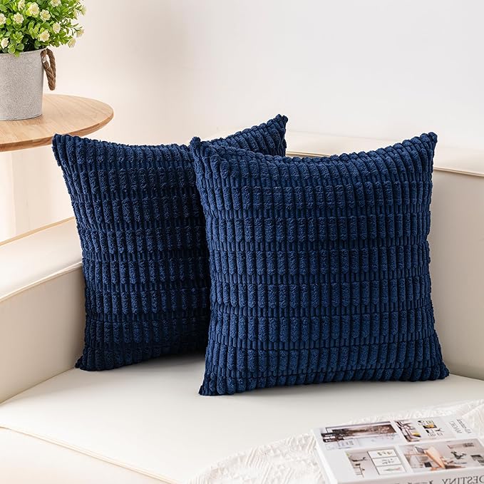 Aegero Pack of 2 Corduroy Decorative Throw Pillow Covers 20x20 InchSoft Boho by Unknown