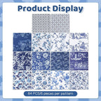 84 Pcs Blue White Floral Fabric Squares, 5″ Charm Packs - Image 4