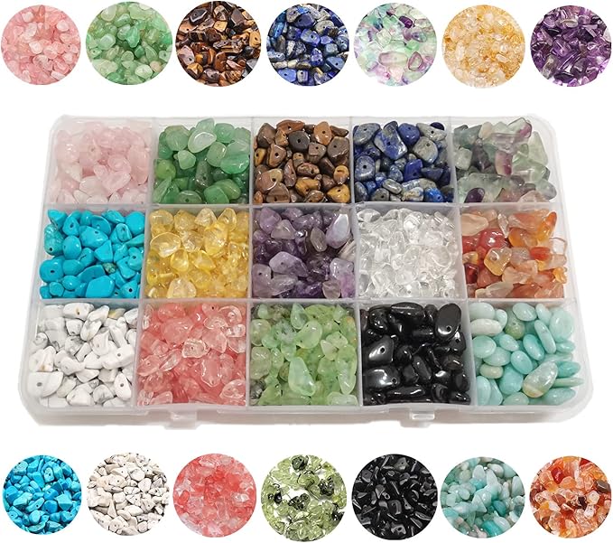 GangGangHao 1888 Pcs Natural Chip Stone Beads About 500g Irregular Gemstones by GorgGorho
