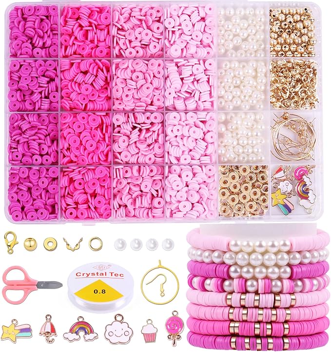 Wuollgess 3500PCS Pink Clay Beads by Wuollgess