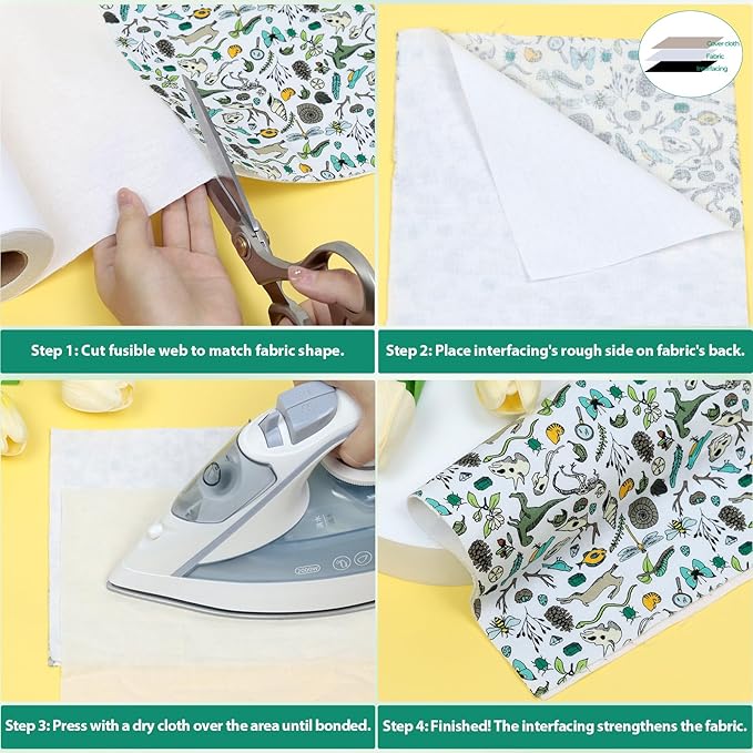 PLANTIONAL Woven Cotton Iron-On Fusible Interfacing, 16.1 inch X 10 Yards White - Image 6
