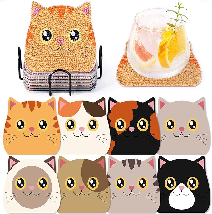 Cat Diamond Art Painting Coasters Kit by GOHDODD