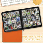 12 Pocket Ringless Side Loading Trading Card Binder, 720 Cards PU Fixed Page - Image 6