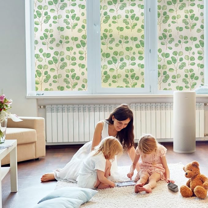 DKTIE Retro Leaves Pattern Two-Way Window Film Privacy Day and Night Window - Image 8