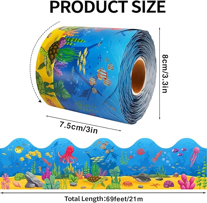 69Ft Ocean Bulletin Board Borders Summer Under The Sea Trimmer Stickers Fish - Image 2
