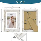 Hongkee 5x7 Picture Frame Set of 4, Made of Real Glass and Distressed White - Image 3