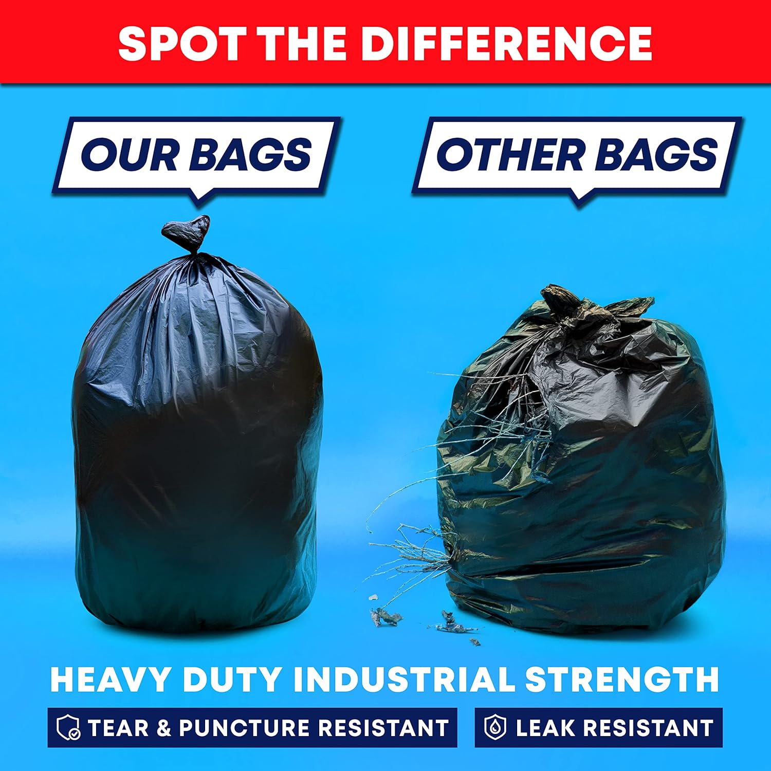 Tasker 30-33 Gallon Trash Bags Heavy Duty (MegaValue Pack 250 Count) Large Black Garbage Bags 30 Gallon - 32 Gallon - 33 Gallon- 35 Gallon. High Density Bags