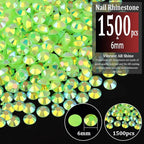 1500pcs 6mm Resin Rhinestones Bulk, Fluorescent Green AB Flatback Round Jelly - Image 2