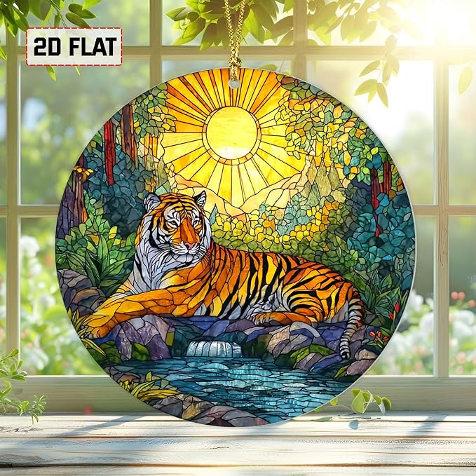 3D Effect Printed Tiger Christmas Acrylic Ornament, Majestic Tiger Ornaments - Image 3