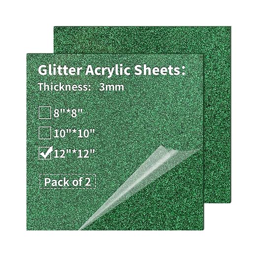 Glitter Acrylic Sheets 12 x 12 inch 1/8" Thick by gdhwcxl