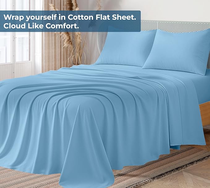 Royale Linen 100% Organic Cotton Twin XL Flat Sheet Only - Image 2