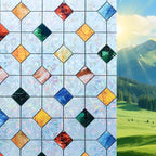 DKTIE Rainbow Stained Glass Window Film Decorative Privacy Window Film Patterns by Dktie