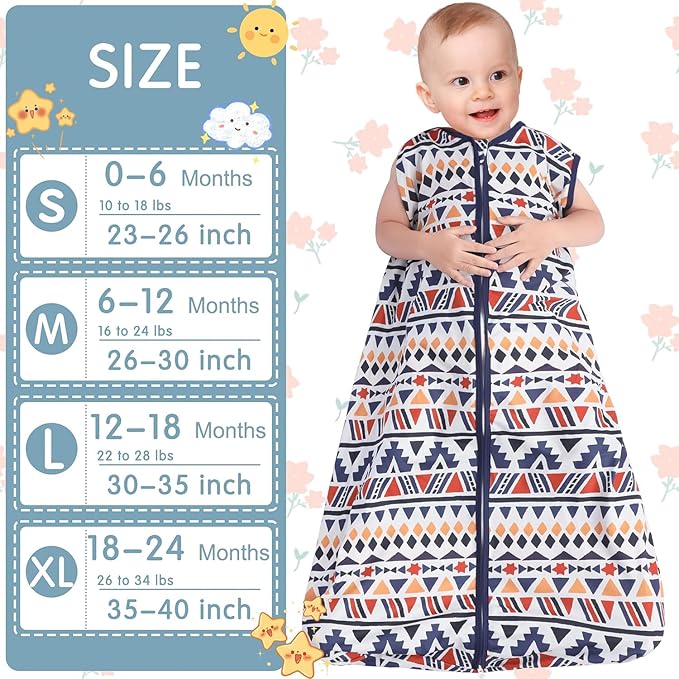 3 Pack Baby Sleep Sack 100% Rayon Cotton Baby Sleeping Bag 2-Way Zipper Toddler Wearable Blankets TOG 0.3. (Soccer&Triangles&Blue, 6-12 Months)