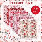 HunnmingRe 20 Pcs 10''x10'' Red Pink Floral Quilting Fabric Square Bundle Roses - Image 2