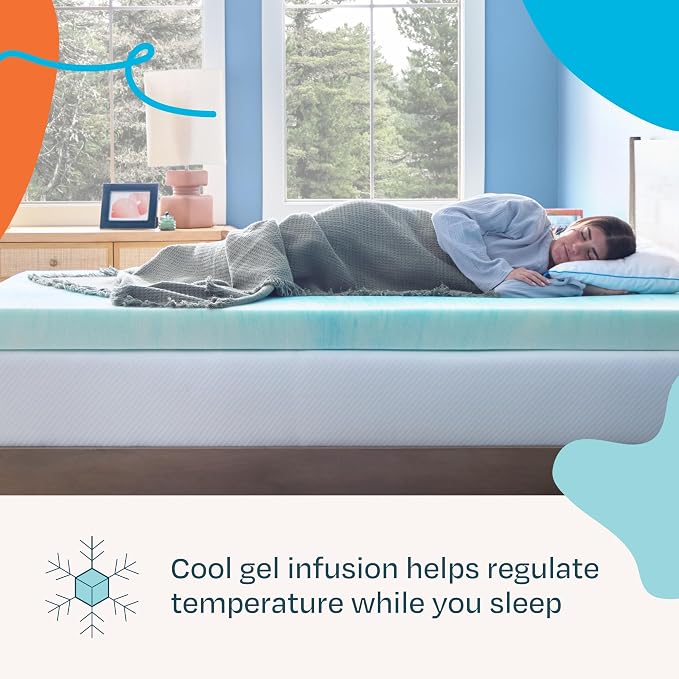 Linenspa 4 Inch Swirl Gel Memory Foam Mattress Topper, Twin XL Size – Cooling - Image 2