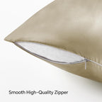 BEDELITE Satin Pillowcase with Zipper, Taupe Pillow Cases Queen Size Set of 2 - Image 5