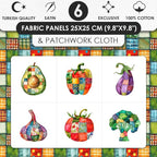 Vegetable Patchwork Cotton Fabric Panel – 6 Designs + Bonus Patchwork Sheet - Image 3