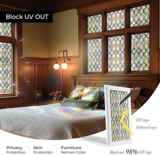 ADD.HERES Window Privacy Film, Stained Glass Decorative Static Cling, Removable - Image 4