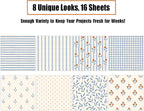 16 Sheets Scrapbook Paper -Vintage Country Floral Patterns | Pastel Pink Plaid - Image 3