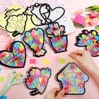 Eersida 32 Pcs Mothers Day Suncatchers Paper Craft Set DIY Flower Shaped - Image 2