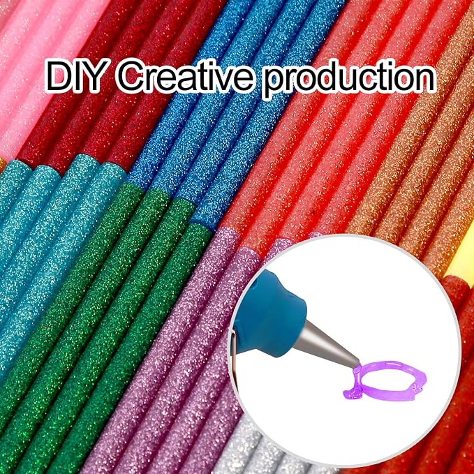 KEILEOHO 280 PCS Colored Glitter Hot Melt Glue Sticks, 14 Colors Mini Glue - Image 3