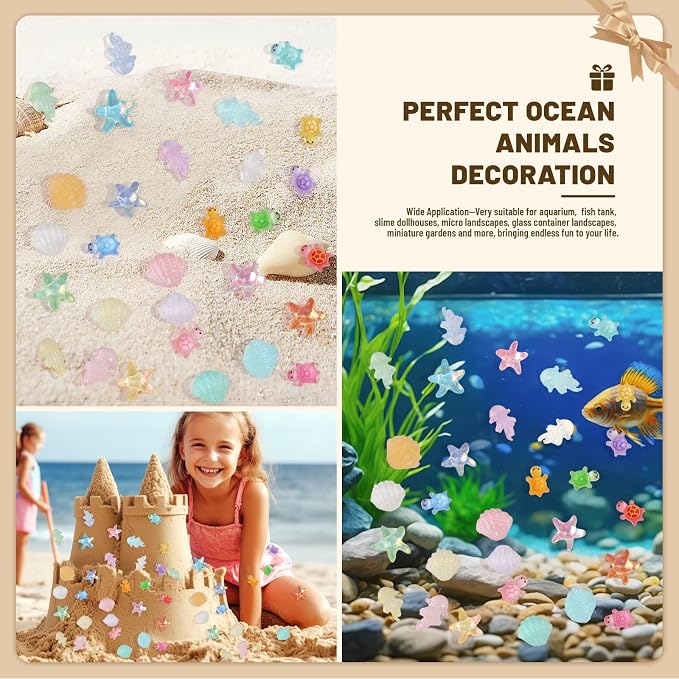 400pcs Luminous Mini Ocean Resin Animals Starfish Jellyfish Seashell Mini - Image 5