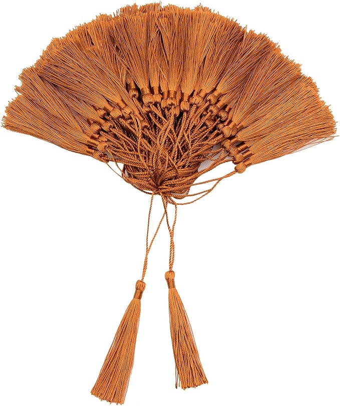 VAPKER 100 Pieces Bronze Tassels 13cm/5-Inch Silky Handmade Soft Tassels Floss by VAPKER