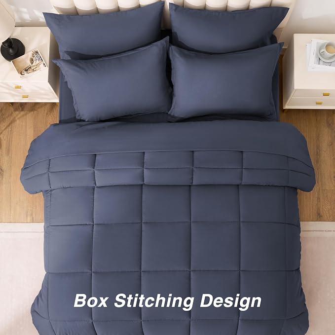 Love's cabin Full Comforter Set Indigo Blue, 7 Pieces Full Bed in a Bag - Image 4