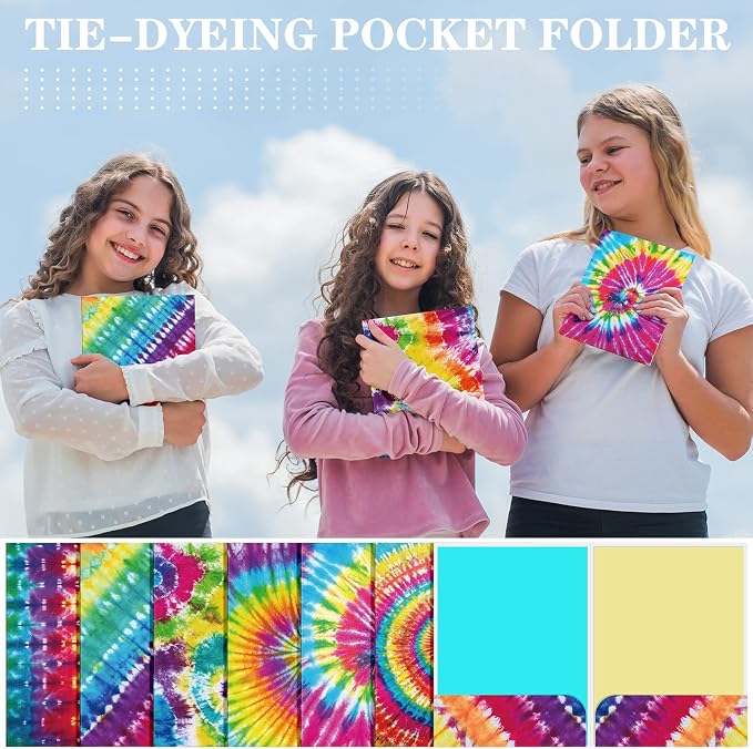 Outus 24 Pcs Tie Dye 2 Pocket Folders Letter Size Decorative File Folders Heavy - Image 5